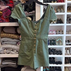 Green Button-Up Romper